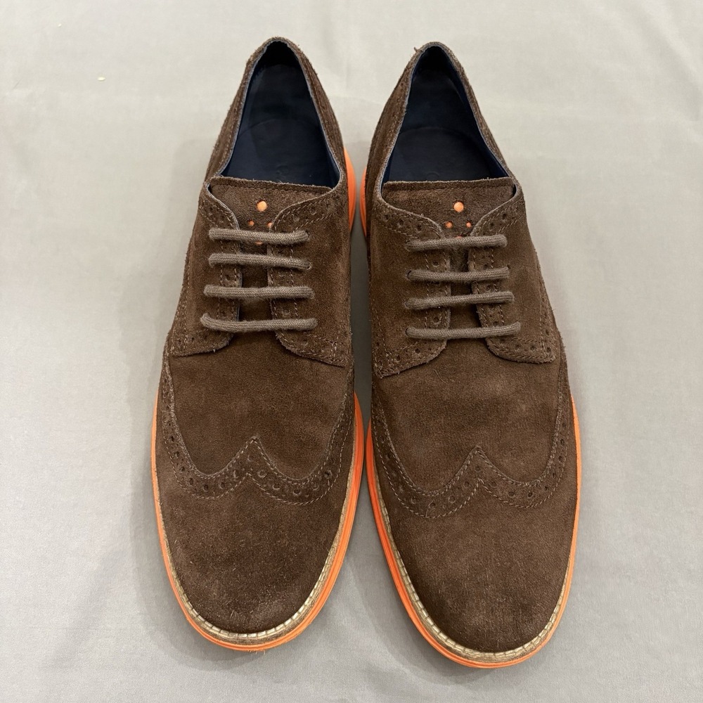 Cole Haan Lunargrand Suede Wingtip Oxfords Men's Size 9.5M Navy C11097 Dress